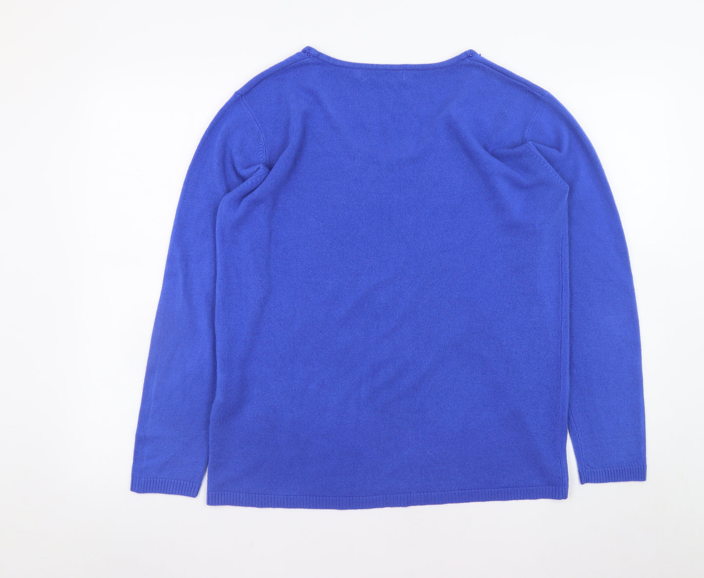 Cashmasoft Women's Blue L Acrylic Scoop Neck Pullover Jumper