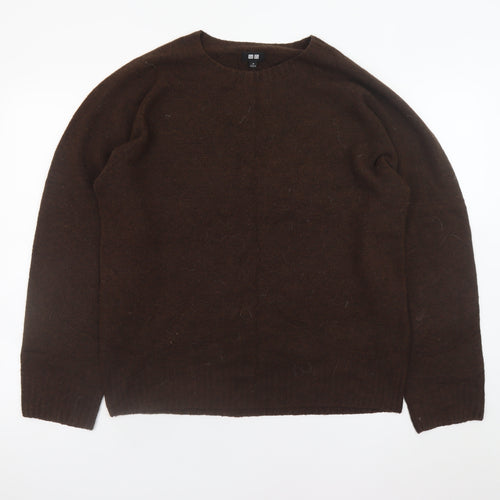 Uniqlo Women’s Brown Crew Neck Wool Blend Pullover Jumper M