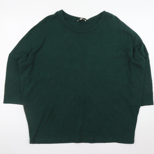 Apricot Women’s Green 3/4 Sleeve Relaxed Knit Pullover Jumper S