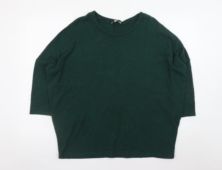 Apricot Women’s Green 3/4 Sleeve Relaxed Knit Pullover Jumper S