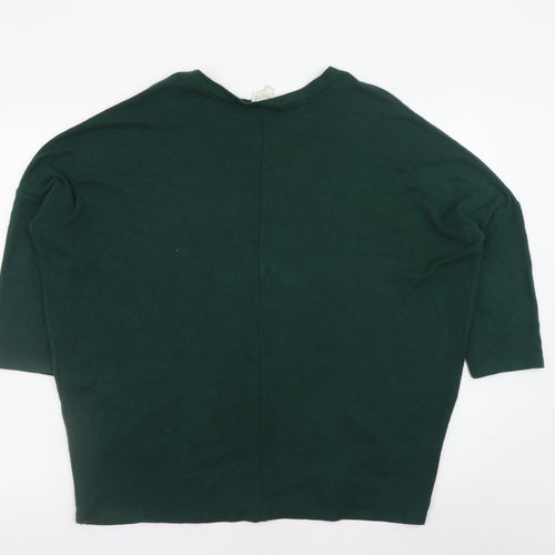 Apricot Women’s Green 3/4 Sleeve Relaxed Knit Pullover Jumper S