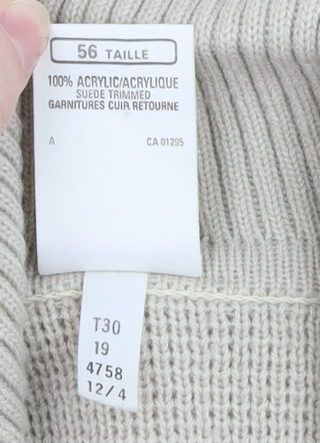 Marks and Spencer Men’s Beige XL Full Zip Knit Jumper with Suede Trim