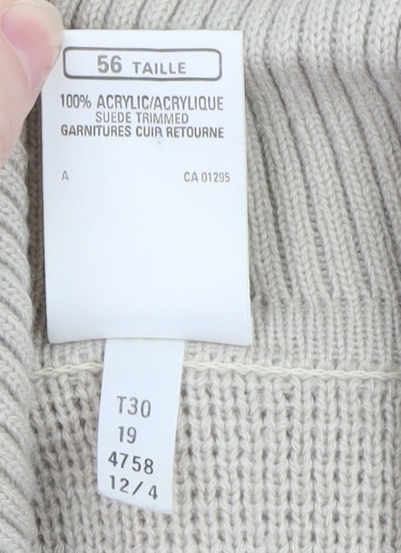 Marks and Spencer Men’s Beige XL Full Zip Knit Jumper with Suede Trim