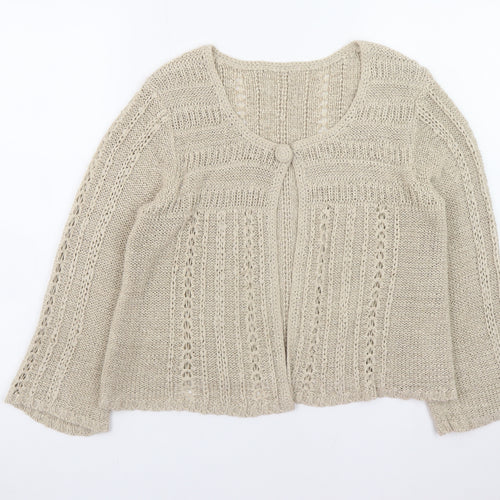 Principles Women’s Beige Open Knit Long Sleeve Cardigan Size 12