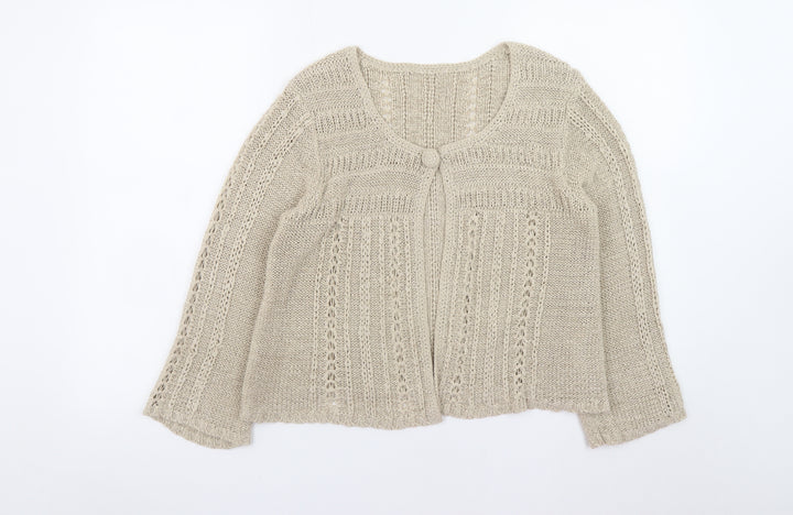 Principles Women’s Beige Open Knit Long Sleeve Cardigan Size 12