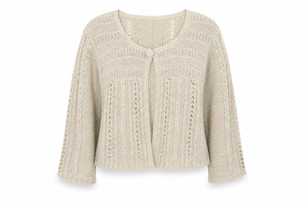 Principles Women’s Beige Open Knit Long Sleeve Cardigan Size 12
