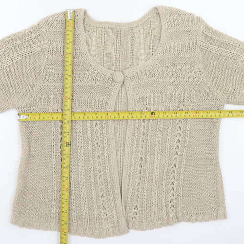 Principles Women’s Beige Open Knit Long Sleeve Cardigan Size 12