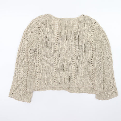 Principles Women’s Beige Open Knit Long Sleeve Cardigan Size 12