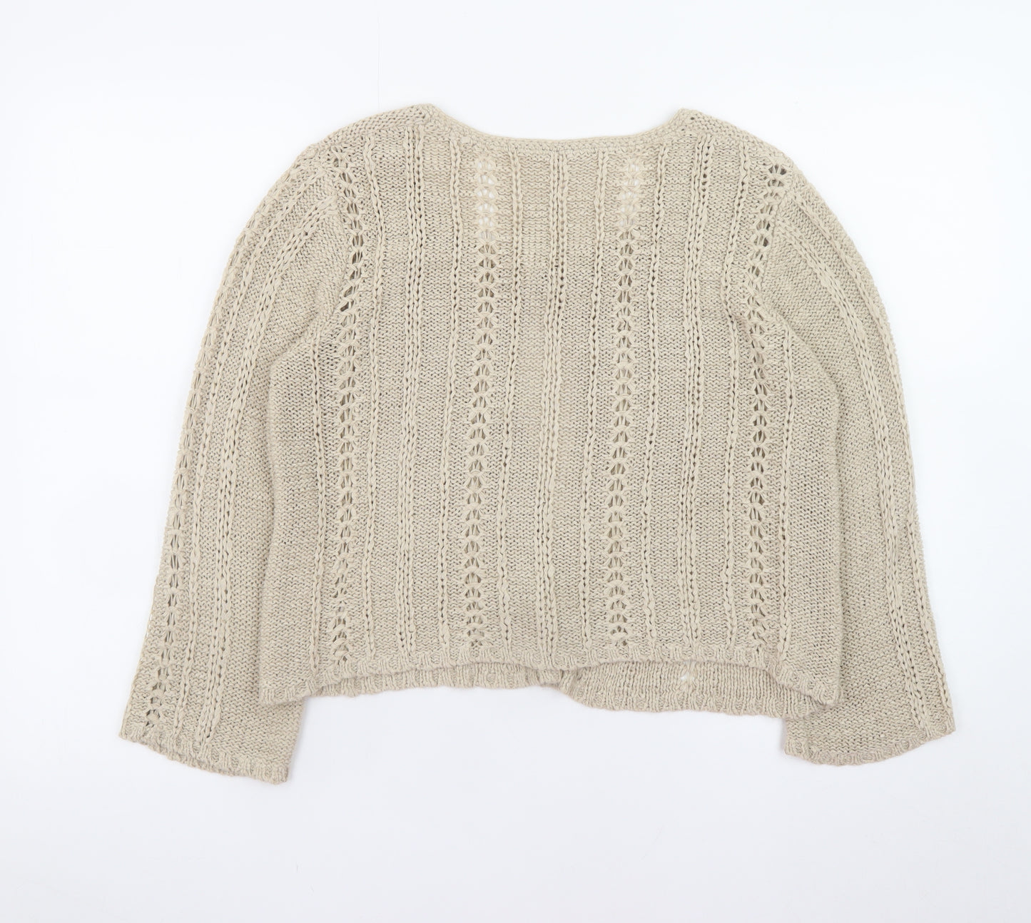 Principles Women’s Beige Open Knit Long Sleeve Cardigan Size 12
