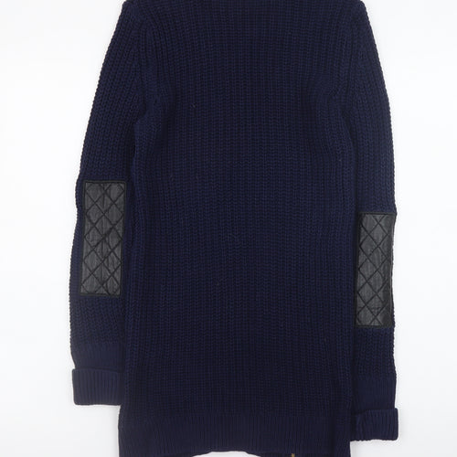 Zara Women Blue Chunky-Knit Long Sleeve Pullover Jumper Size 12