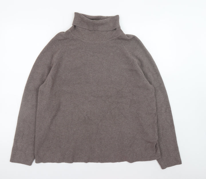 Marks and Spencer Women Brown XL Roll Neck Knit Jumper