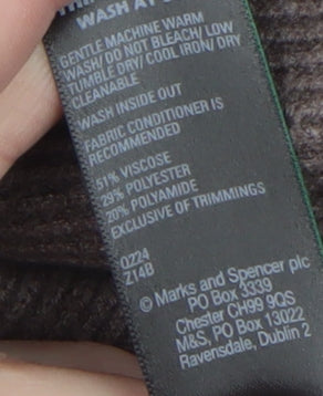 Marks and Spencer Women Brown XL Roll Neck Knit Jumper