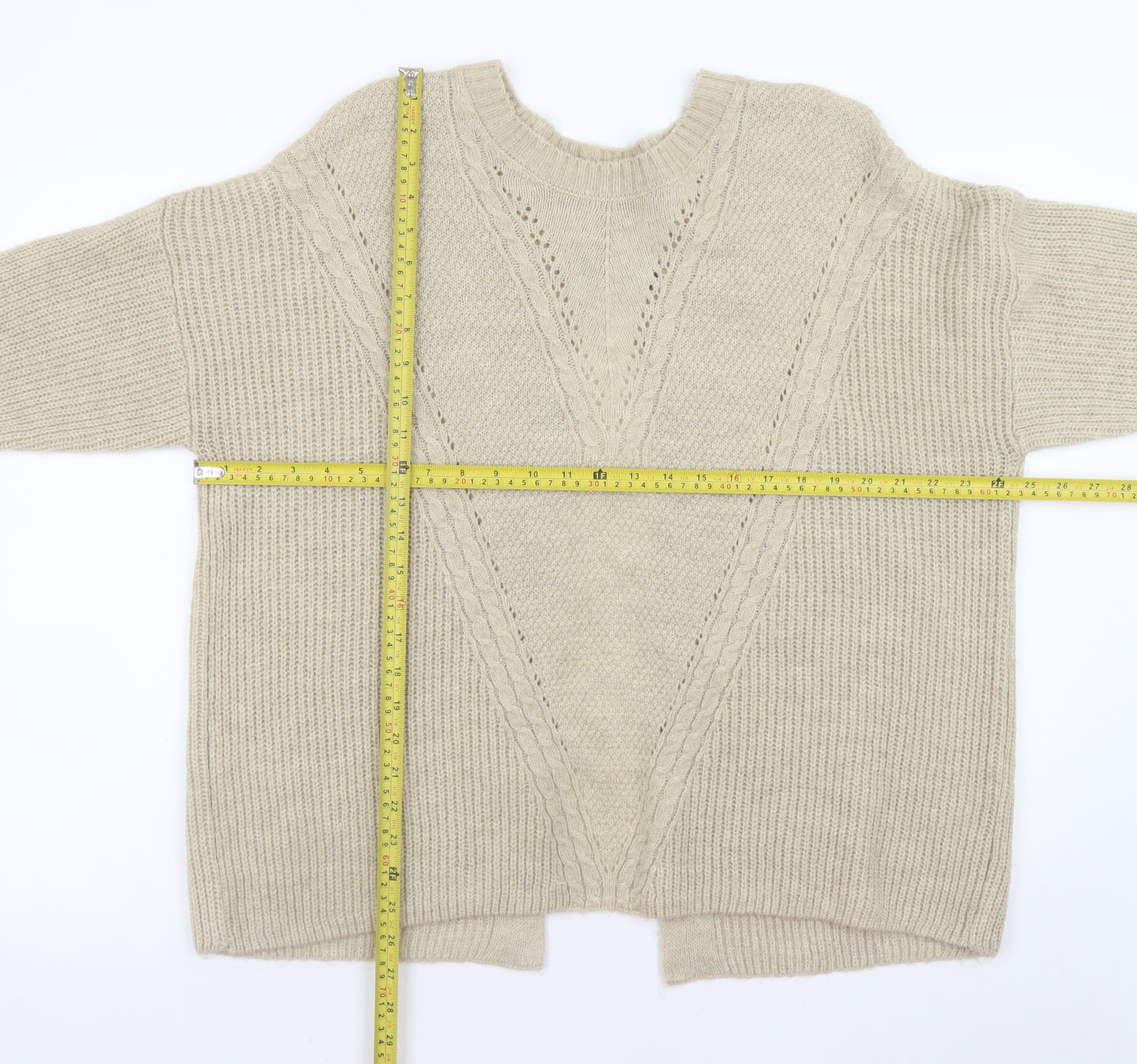 Tu Women’s Beige Cable-Knit Button Cardigan Size 20