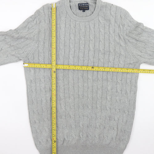 Howick Men's Grey Cable Knit Cotton Pullover Jumper M