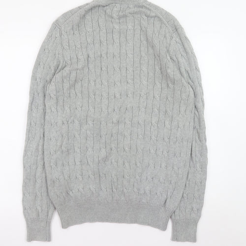Howick Men's Grey Cable Knit Cotton Pullover Jumper M