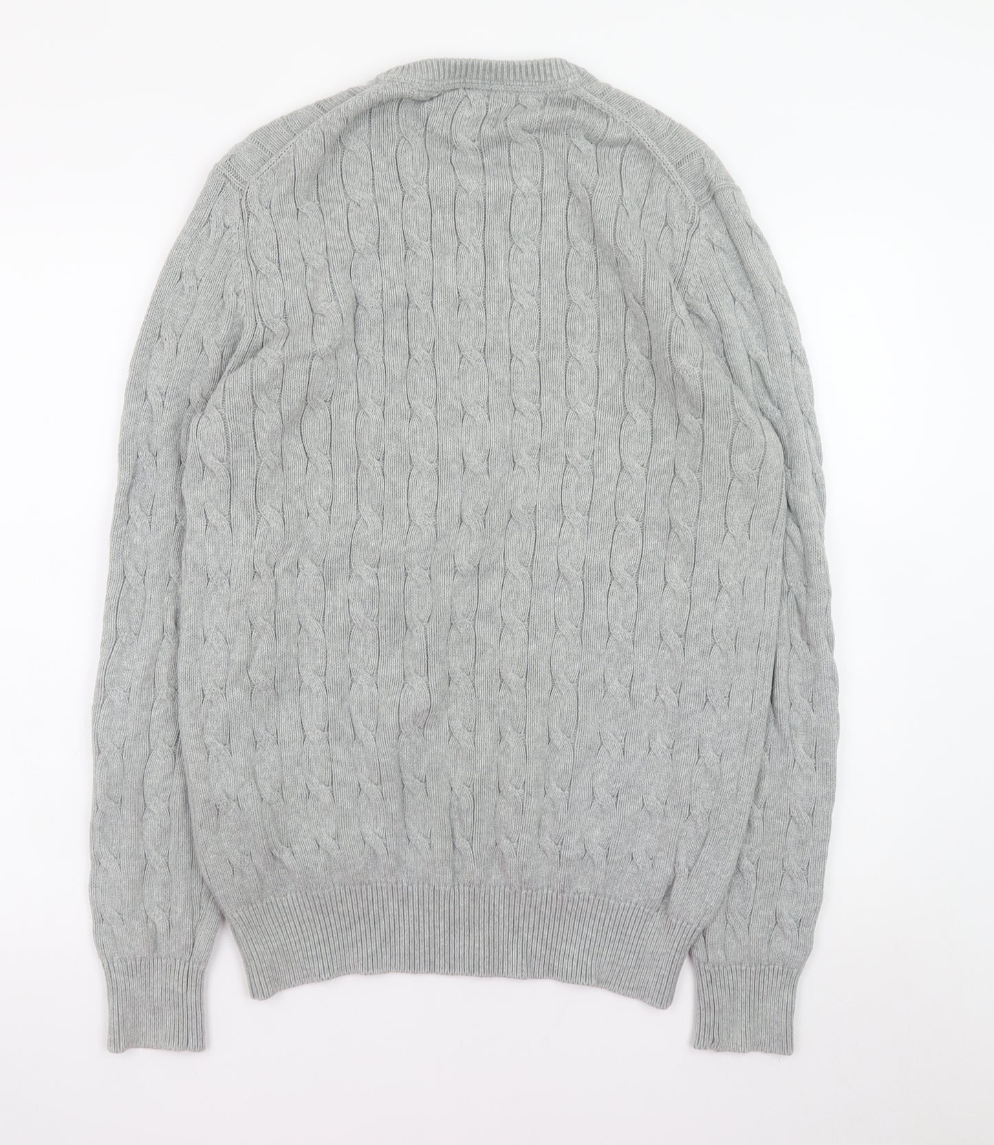 Howick Men's Grey Cable Knit Cotton Pullover Jumper M