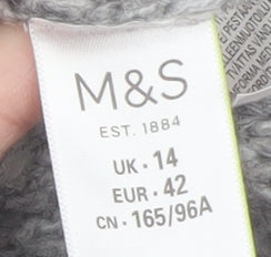 Marks and Spencer Women’s Grey Chunky Knit Open Cardigan Size 14