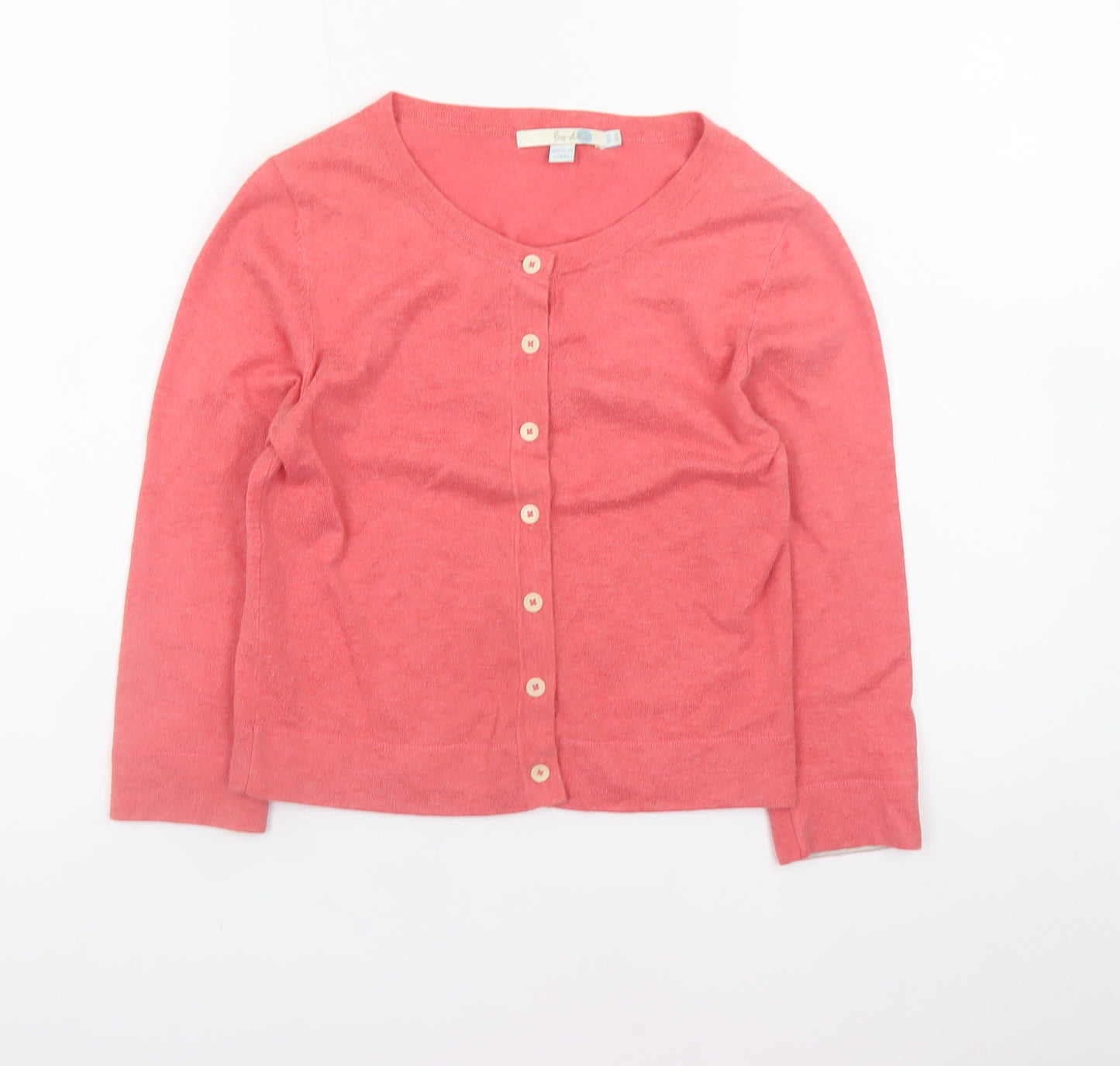 Boden Women Pink Cotton Cardigan UK 10 Long Sleeve Knit Jumper