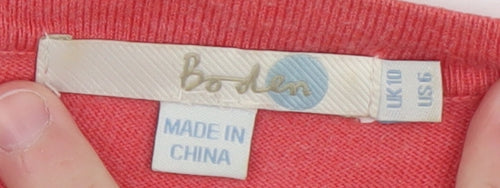 Boden Women Pink Cotton Cardigan UK 10 Long Sleeve Knit Jumper