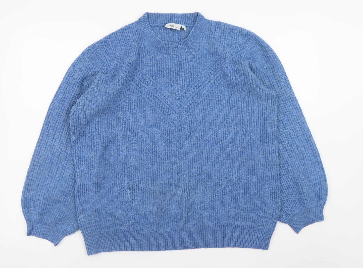 Next Women Blue Crew Neck Cable-Knit Jumper Size 16