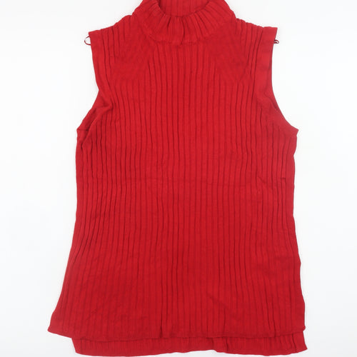 Marks and Spencer Womens Red Sleeveless Roll Neck Knit Top Size 14