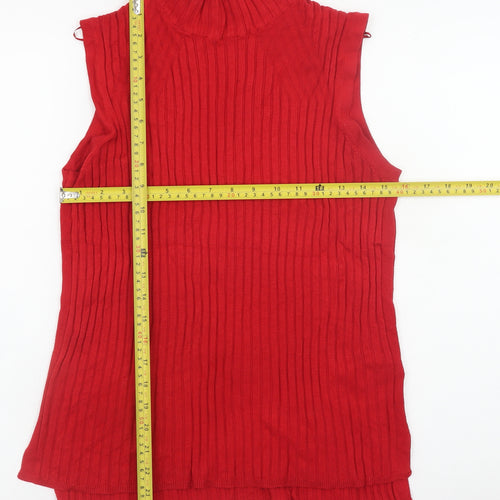 Marks and Spencer Womens Red Sleeveless Roll Neck Knit Top Size 14