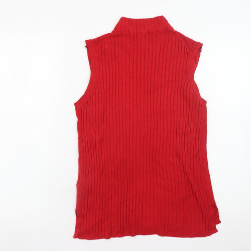Marks and Spencer Womens Red Sleeveless Roll Neck Knit Top Size 14