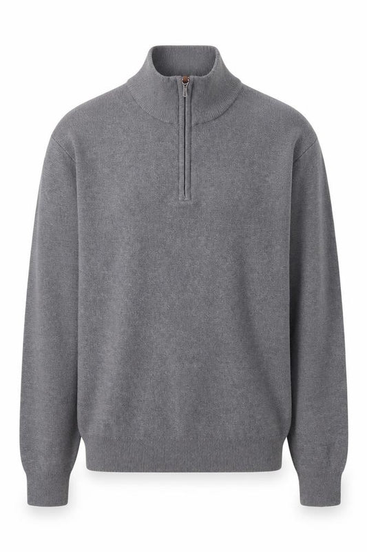 Front view of Next Men's Grey Cotton Half Zip Jumper XS High Neck Knitwear