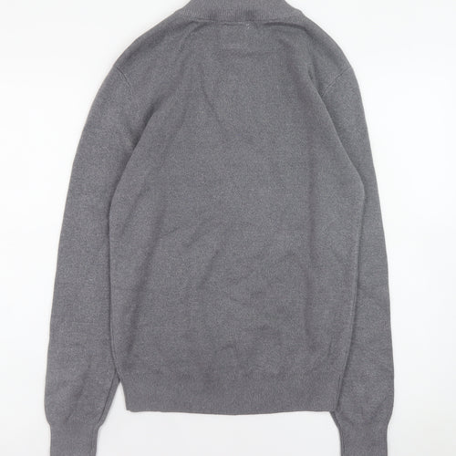 NEXT Men's Grey Cotton Half Zip Jumper XS High Neck Knitwear