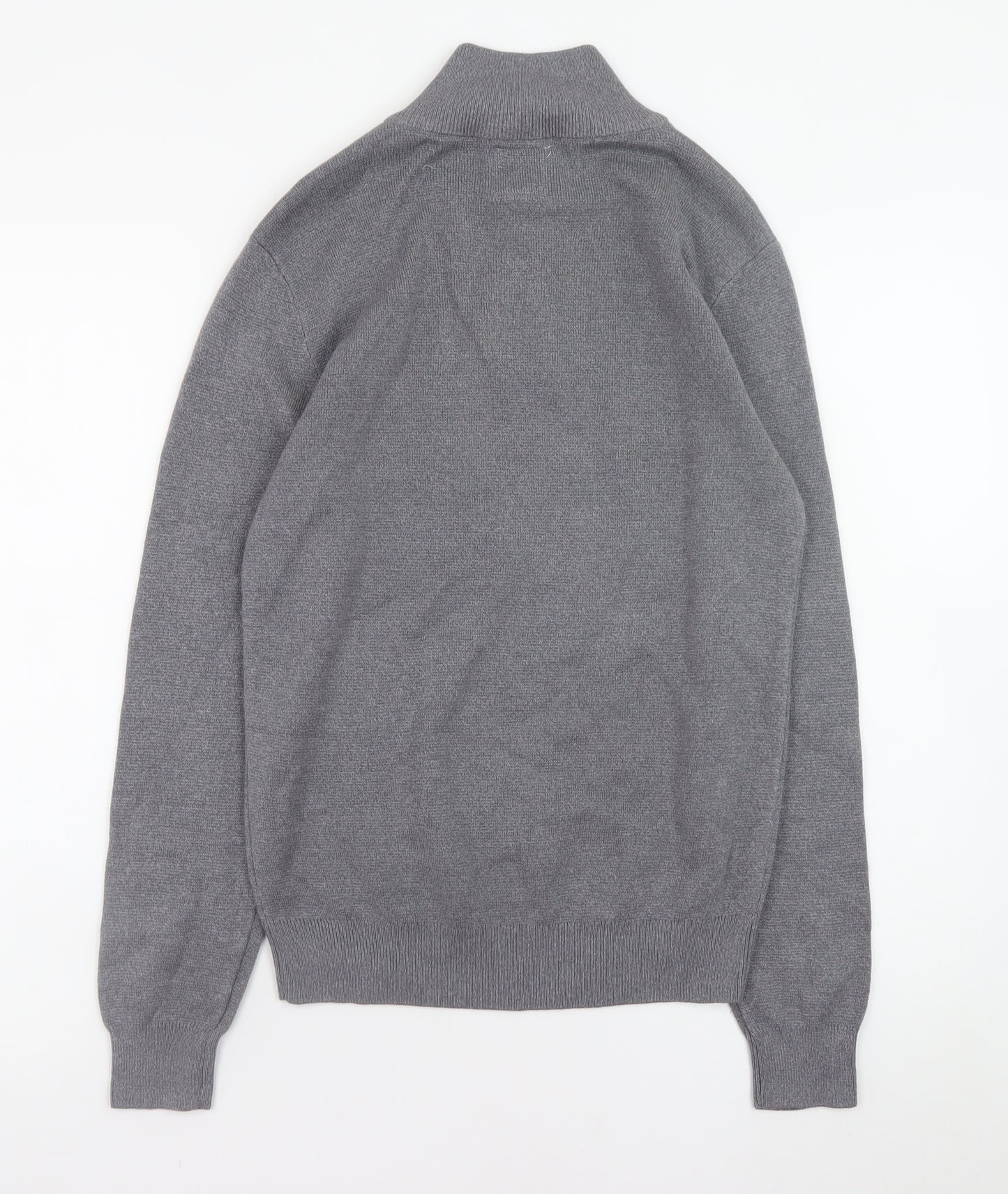 NEXT Men's Grey Cotton Half Zip Jumper XS High Neck Knitwear