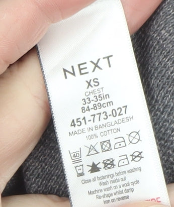 NEXT Men's Grey Cotton Half Zip Jumper XS High Neck Knitwear