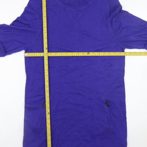 Marks and Spencer Women Blue Size 14 Knit T-Shirt Dress with Zip Pockets