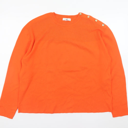 Marks and Spencer Women Orange XL Button Shoulder Long Sleeve Jumper