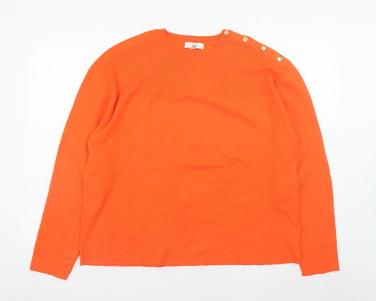 Marks and Spencer Women Orange XL Button Shoulder Long Sleeve Jumper