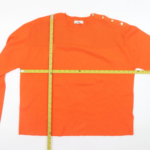 Marks and Spencer Women Orange XL Button Shoulder Long Sleeve Jumper