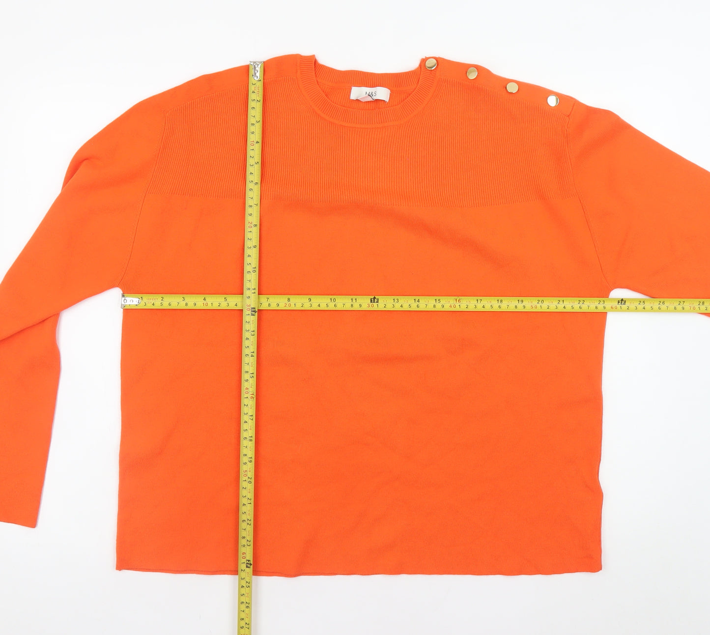 Marks and Spencer Women Orange XL Button Shoulder Long Sleeve Jumper