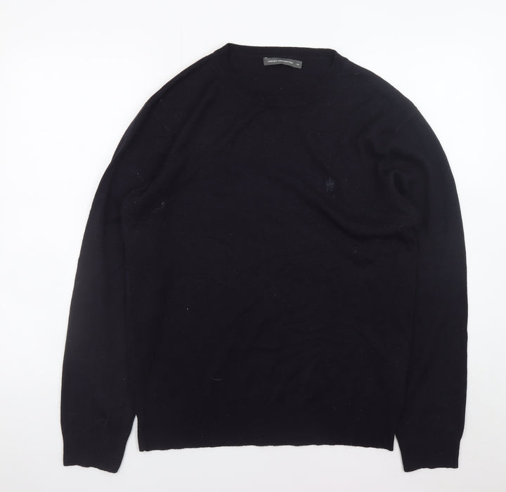 French Connection Men's Black Wool Crew Neck Jumper Size M