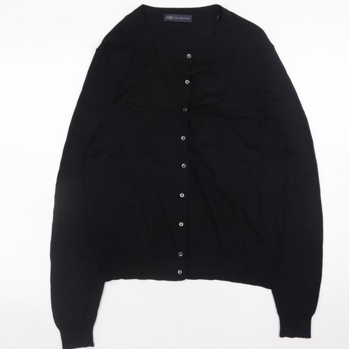 Marks and Spencer Women's Black Cardigan Size 16 Knit Crew Neck