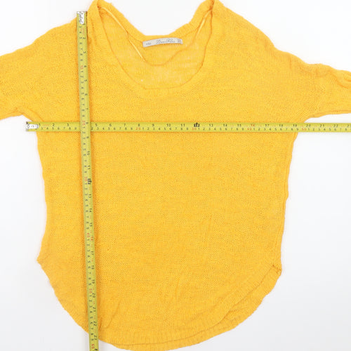 Zara Women Yellow Scoop Neck Lightweight Knit Jumper Size 12