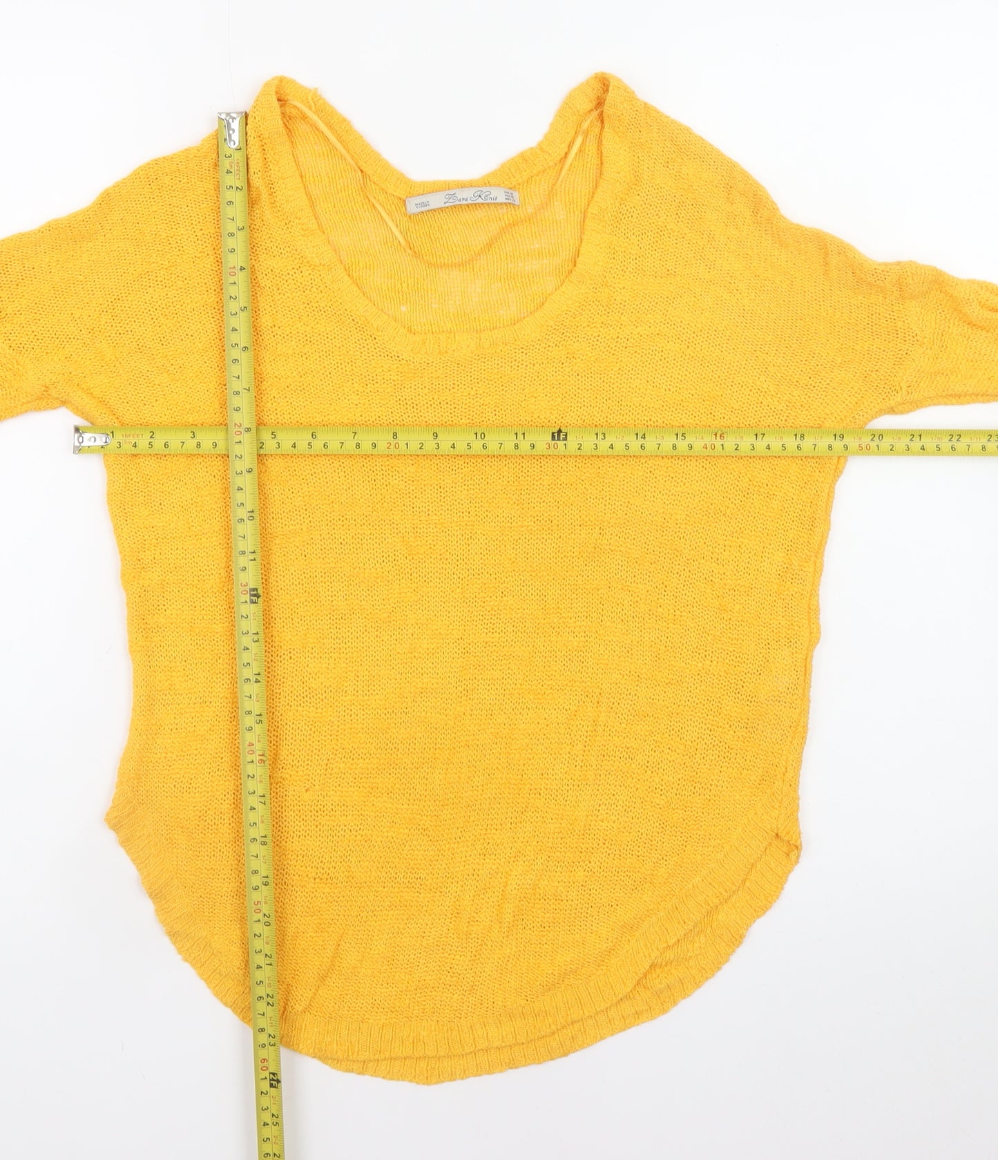 Zara Women Yellow Scoop Neck Lightweight Knit Jumper Size 12