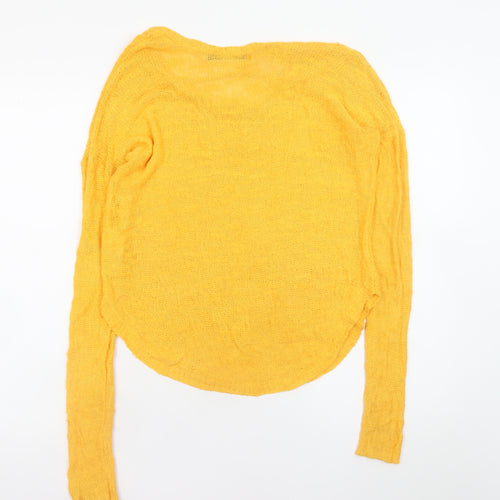 Zara Women Yellow Scoop Neck Lightweight Knit Jumper Size 12