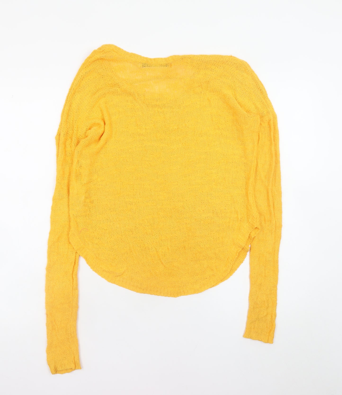 Zara Women Yellow Scoop Neck Lightweight Knit Jumper Size 12