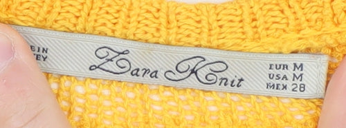 Zara Women Yellow Scoop Neck Lightweight Knit Jumper Size 12