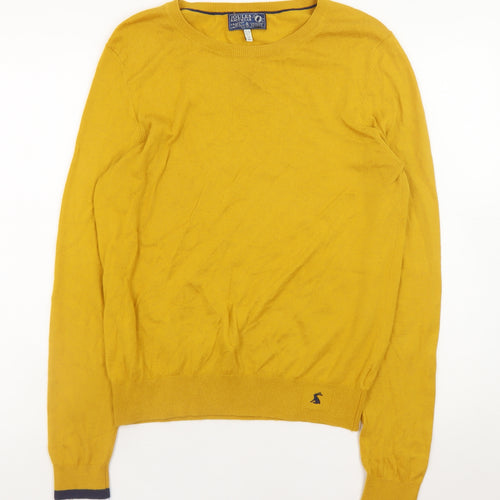 Joules Mens Yellow Cotton Crew Neck Jumper L Knit Pullover