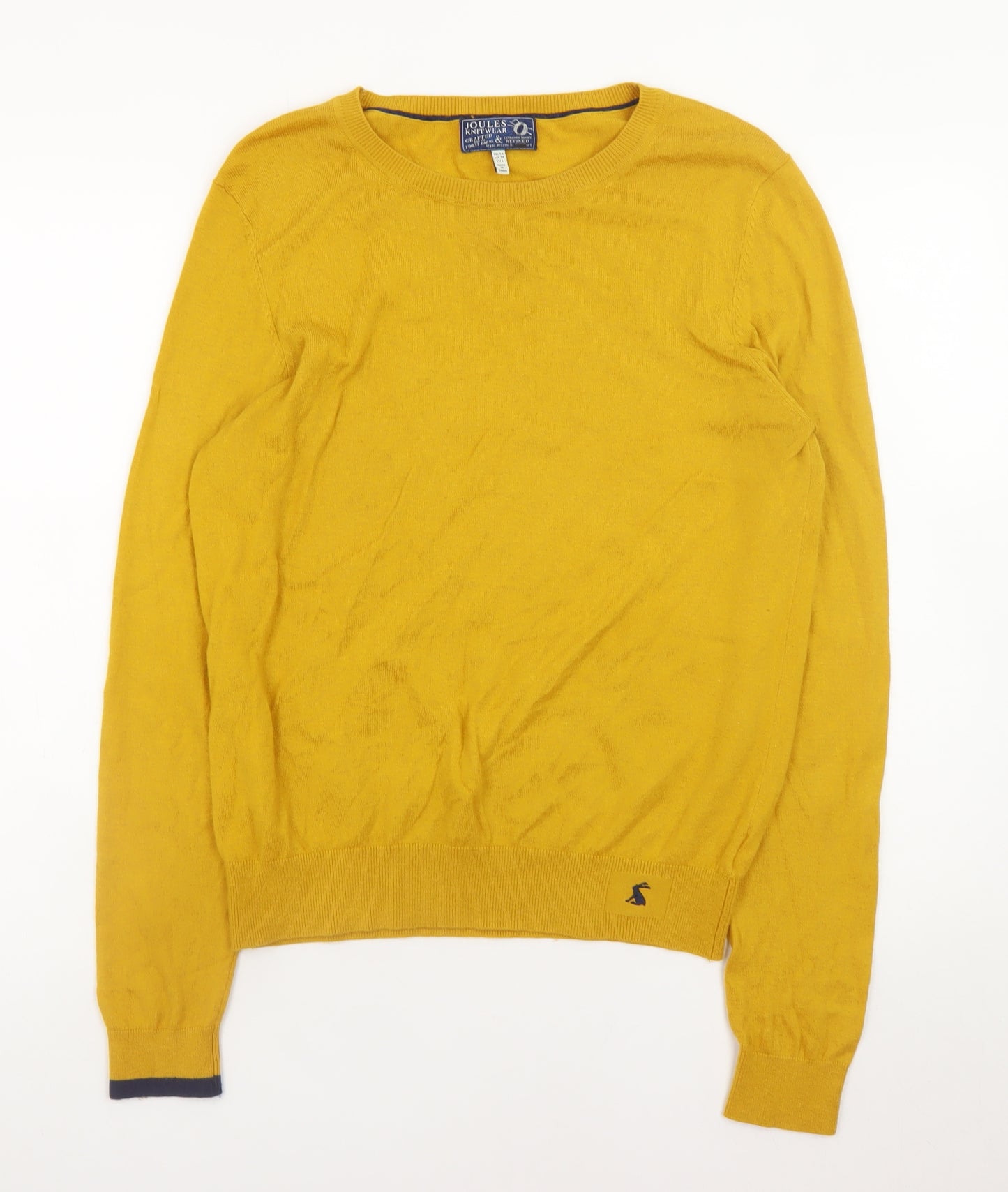 Joules Mens Yellow Cotton Crew Neck Jumper L Knit Pullover