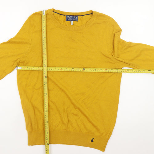Joules Mens Yellow Cotton Crew Neck Jumper L Knit Pullover