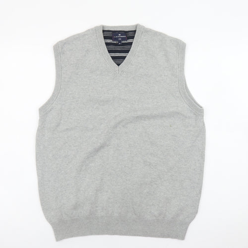 Marks and Spencer Blue Harbour Men's Grey Cotton V-Neck Vest M