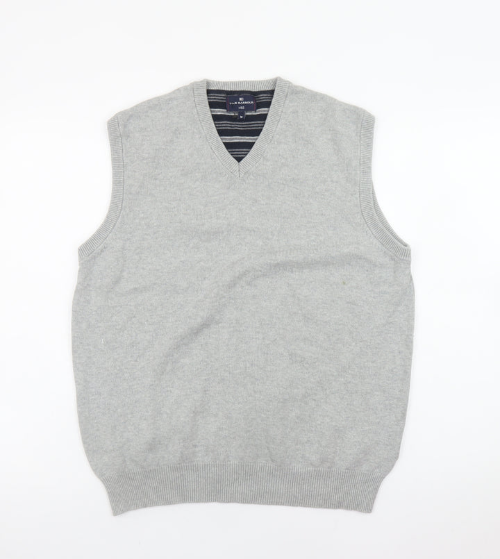 Marks and Spencer Blue Harbour Men's Grey Cotton V-Neck Vest M