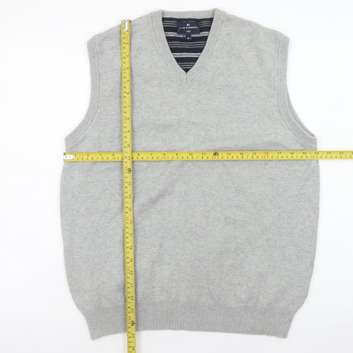 Marks and Spencer Blue Harbour Men's Grey Cotton V-Neck Vest M