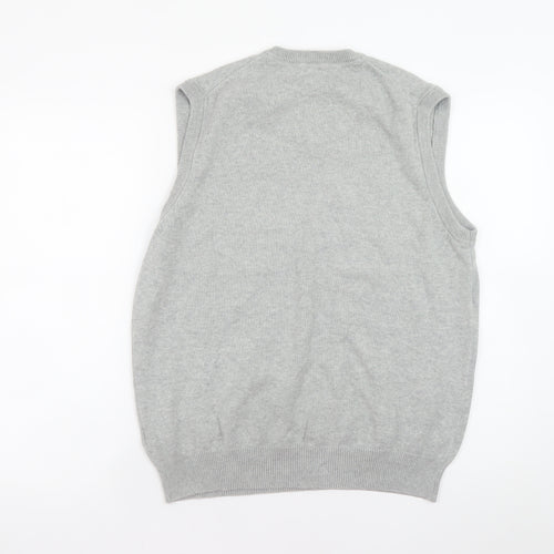 Marks and Spencer Blue Harbour Men's Grey Cotton V-Neck Vest M